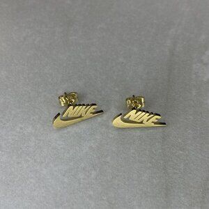Nike Earrings - Nike + Swoosh Earrings - Gold - Unisex - Easter Gift